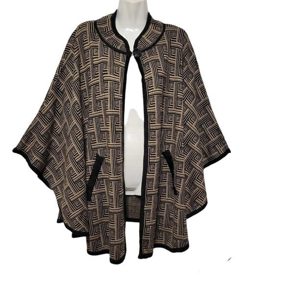 Brown and Black Shrug Shawl Cape with Armholes - Picture 1 of 10